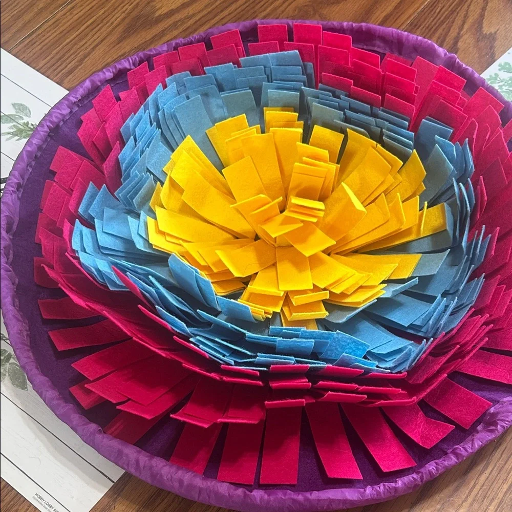 NWOT Colorful Felt Flower Pet Mat for hiding treats.